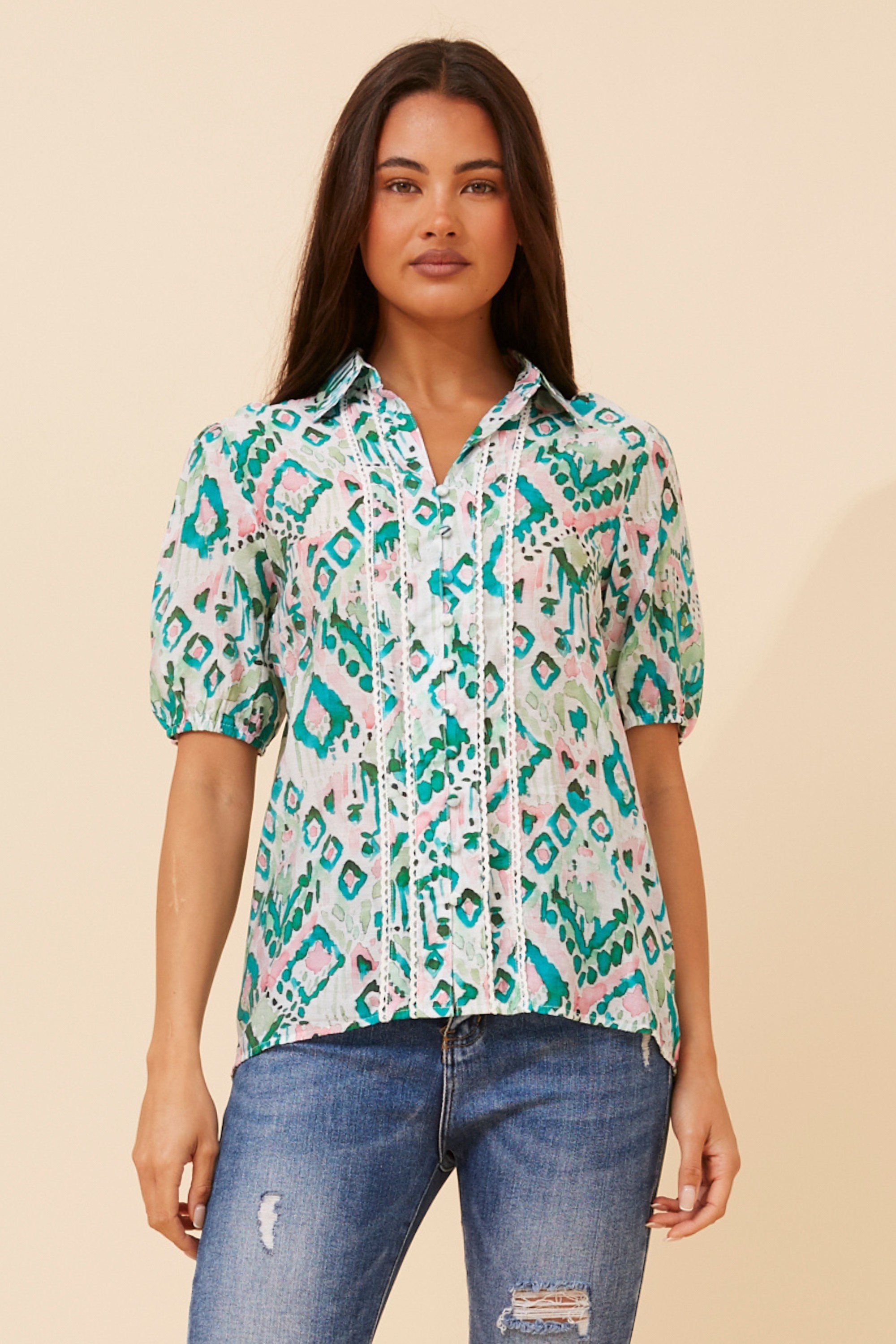SORELLA ABSTRACT PRINT SHIRT