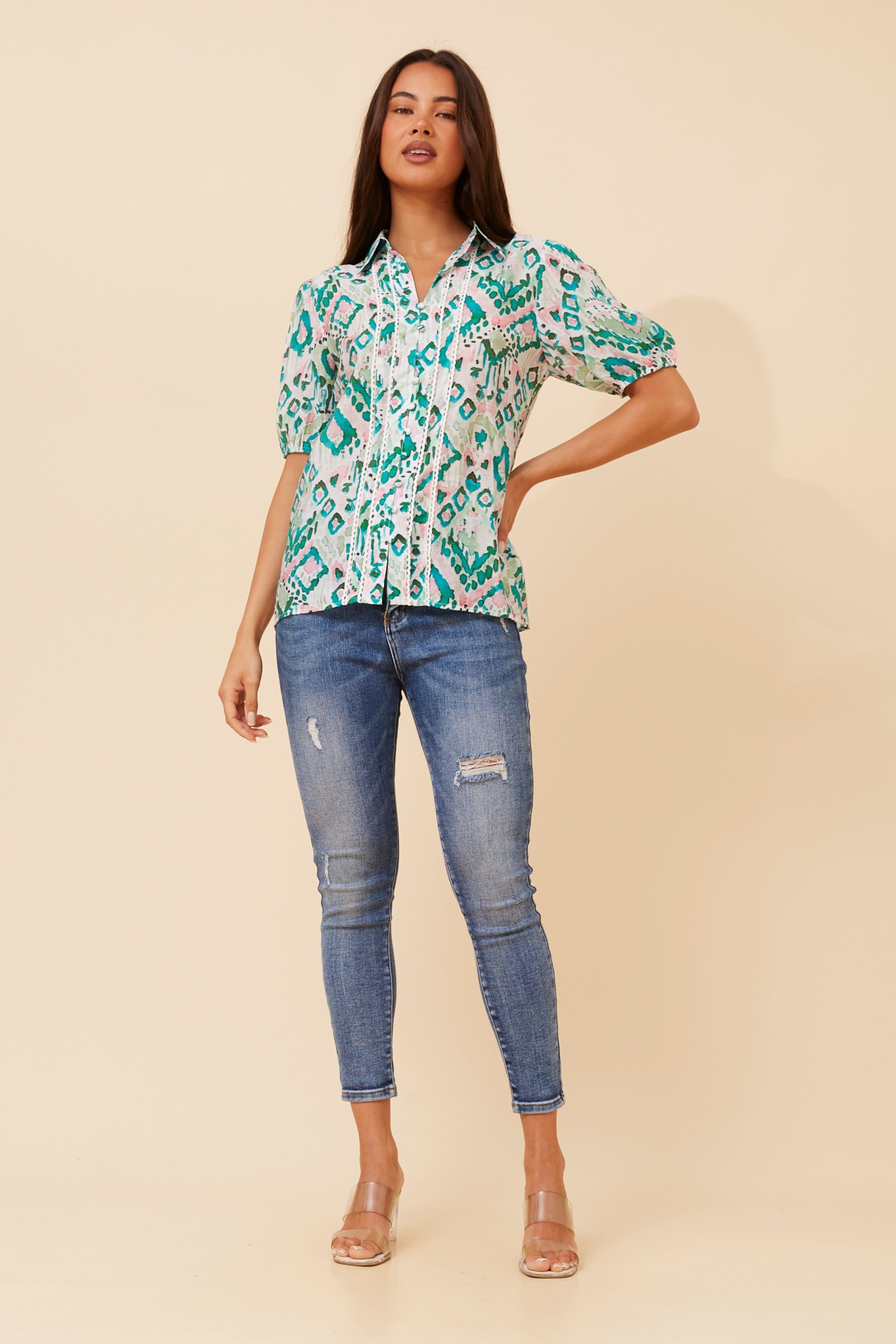 SORELLA ABSTRACT PRINT SHIRT