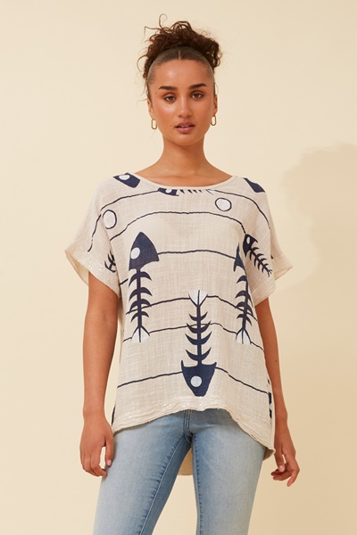SOULA FISH PRINT TOP