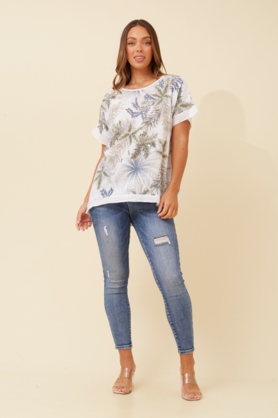 SOULA LEAF PRINT TOP