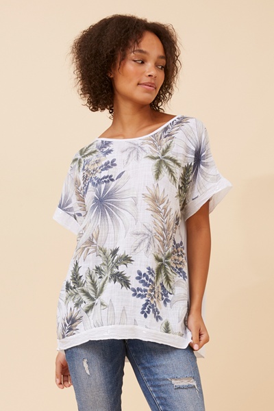 SOULA LEAF PRINT TOP