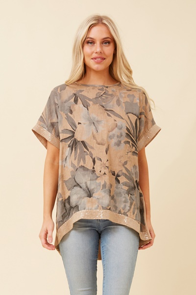 SOULA SEQUIN LINEN TOP