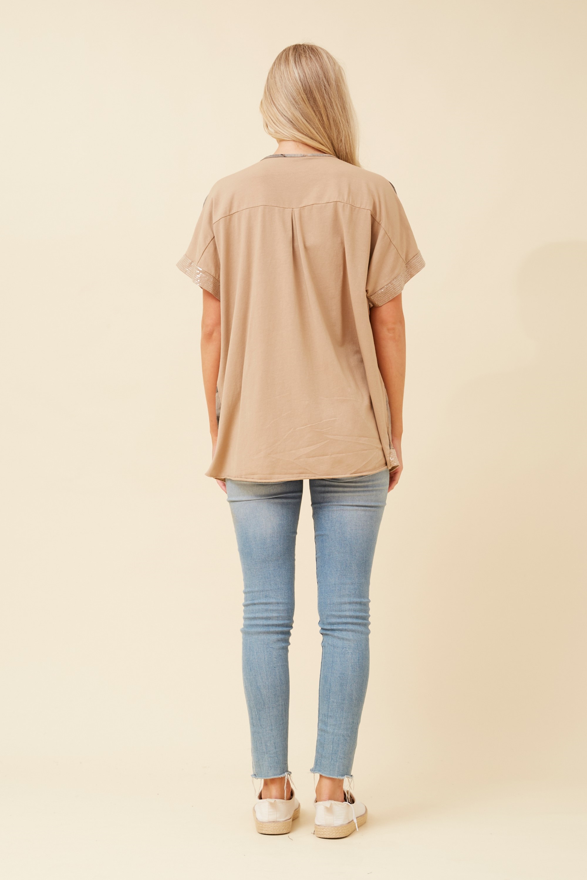 SOULA SEQUIN LINEN TOP