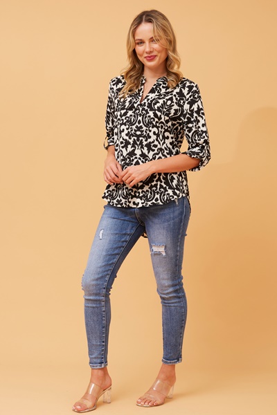 SPICY ABSTRACT PRINT BLOUSE