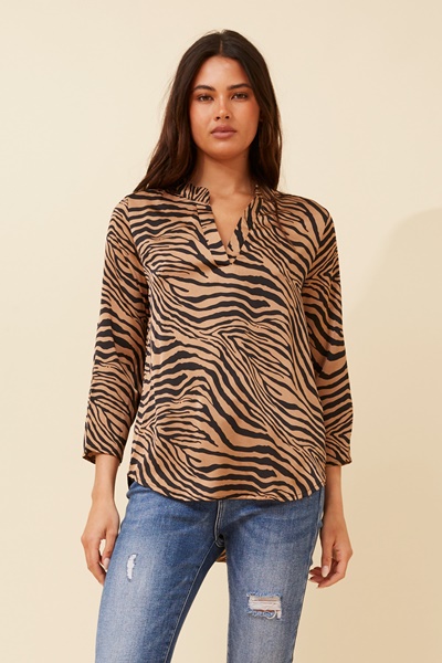 SPICY SATIN ZEBRA PRINT TOP