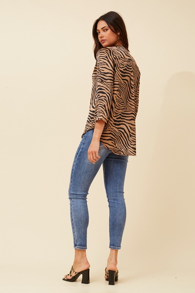 SPICY SATIN ZEBRA PRINT TOP