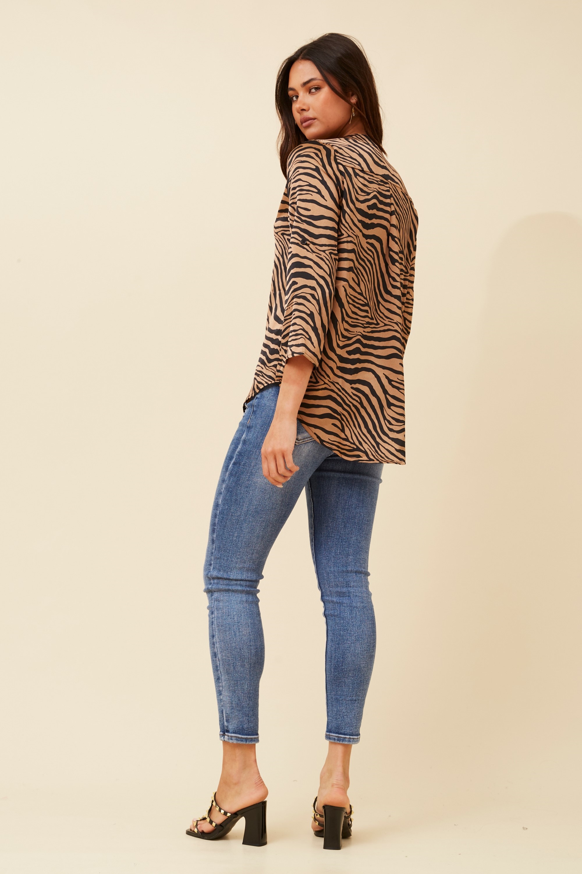 SPICY SATIN ZEBRA PRINT TOP