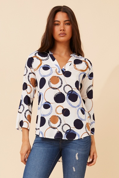 SPICY TILE PRINT BLOUSE