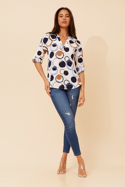 SPICY TILE PRINT BLOUSE