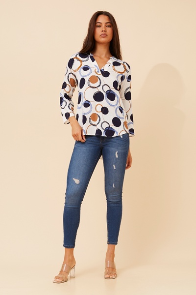SPICY TILE PRINT BLOUSE
