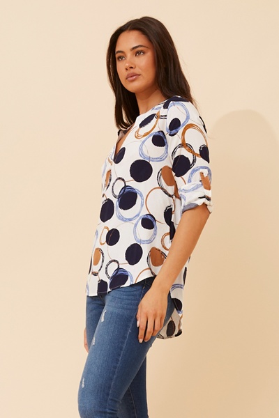 SPICY TILE PRINT BLOUSE