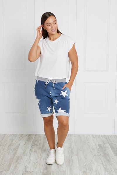 STAR PRINT JOGGER SHORTS | FEMME Connection