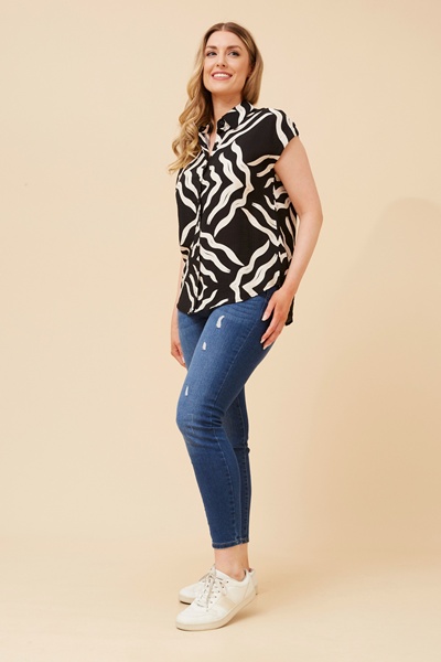 STARLETTE ABSTRACT PRINT SHIRT