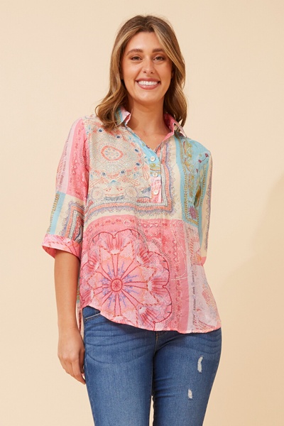 STARLING PATCHWORK PRINT BLOUSE