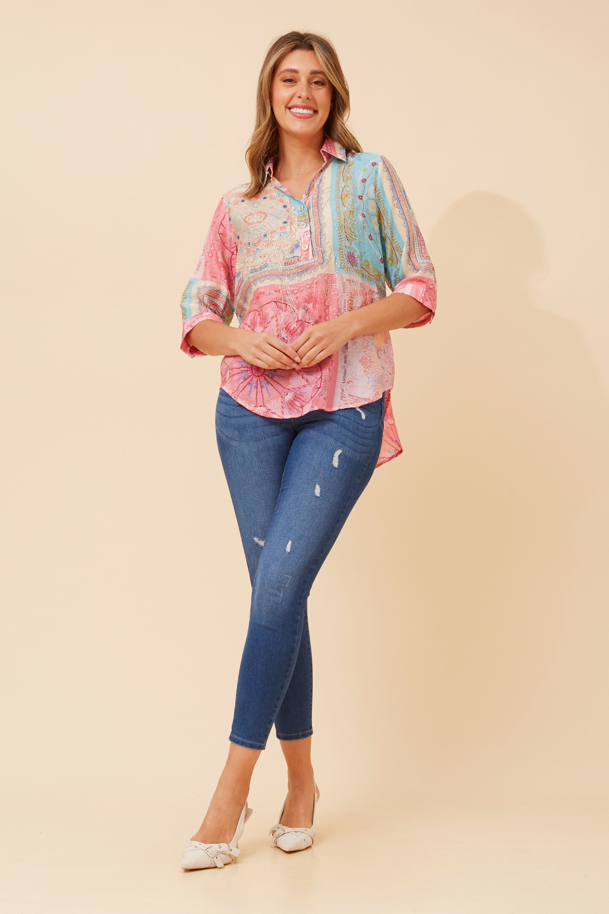 STARLING PATCHWORK PRINT BLOUSE