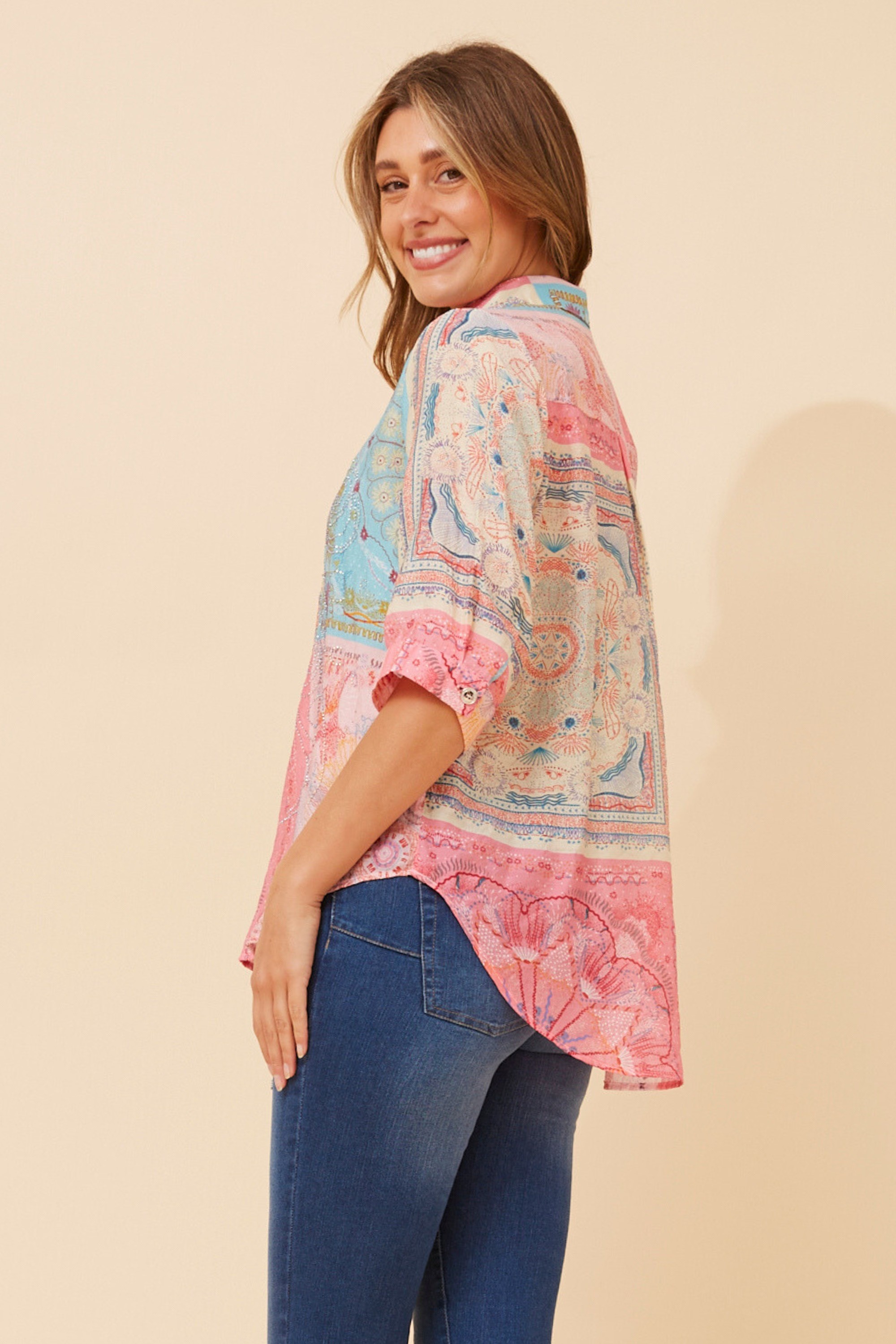 STARLING PATCHWORK PRINT BLOUSE