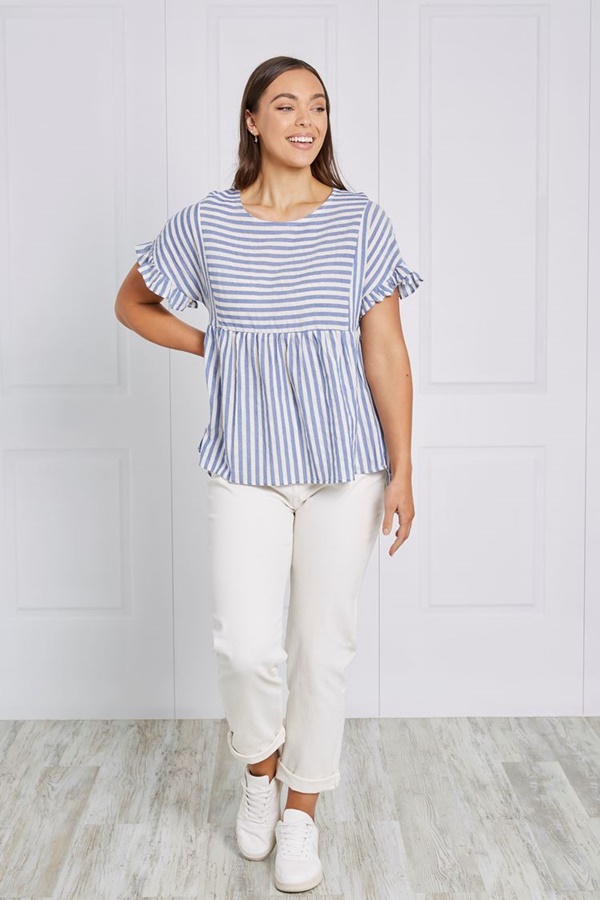 STRIPE BABYDOLL TOP STRIPE BABYDOLL TOP