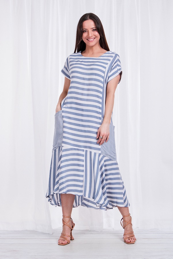 Stripe flip hem dress