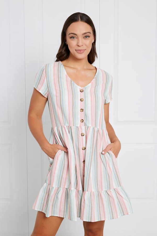 STRIPED LINEN DRESS STRIPED LINEN DRESS