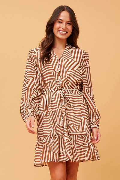 SUNDAY PATCHWORK STRIPED SHIRT DRESS