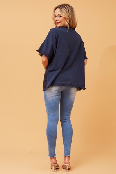 SUNFLOWER PATCHWORK LINEN TOP