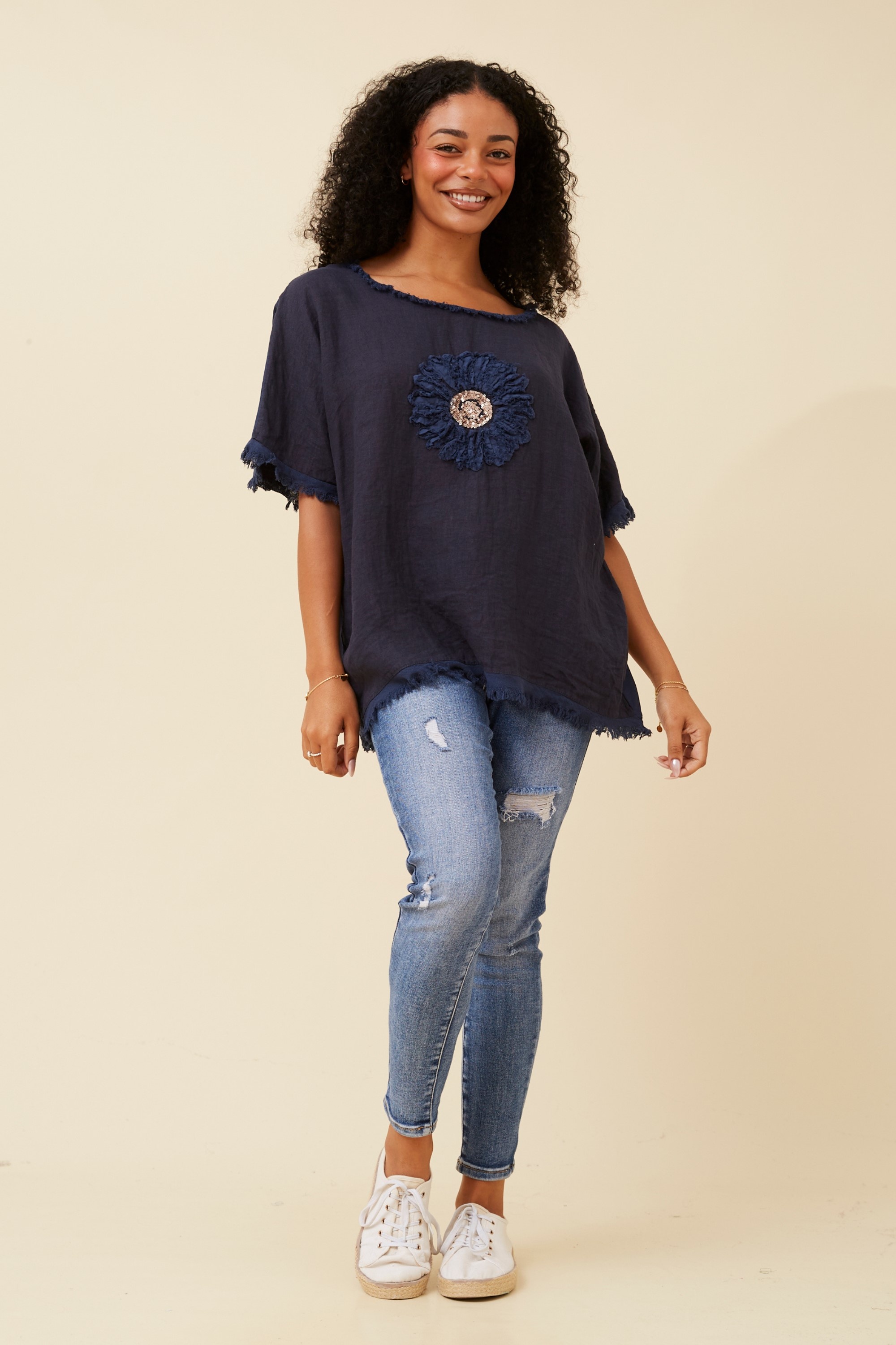 SUNFLOWER PATCHWORK LINEN TOP
