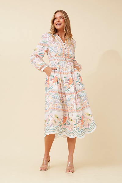 SUNLIT BORDER PRINT MAXI DRESS