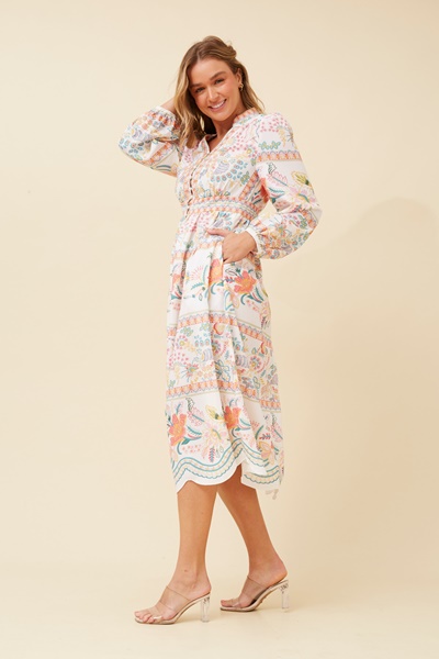 SUNLIT BORDER PRINT MAXI DRESS
