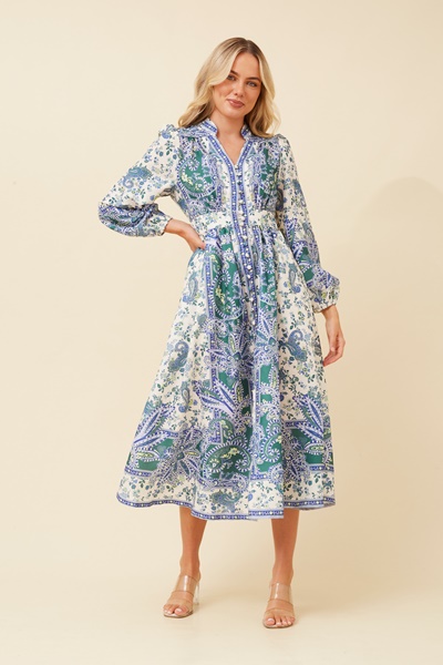 SUNNY BORDER PRINT MIDI DRESS