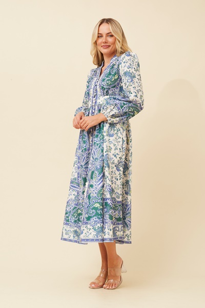 SUNNY BORDER PRINT MIDI DRESS
