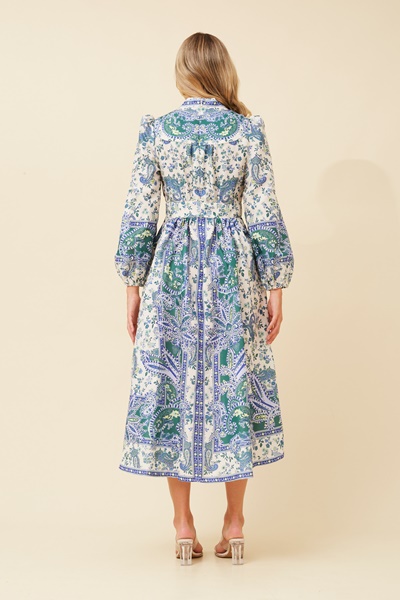 SUNNY BORDER PRINT MIDI DRESS