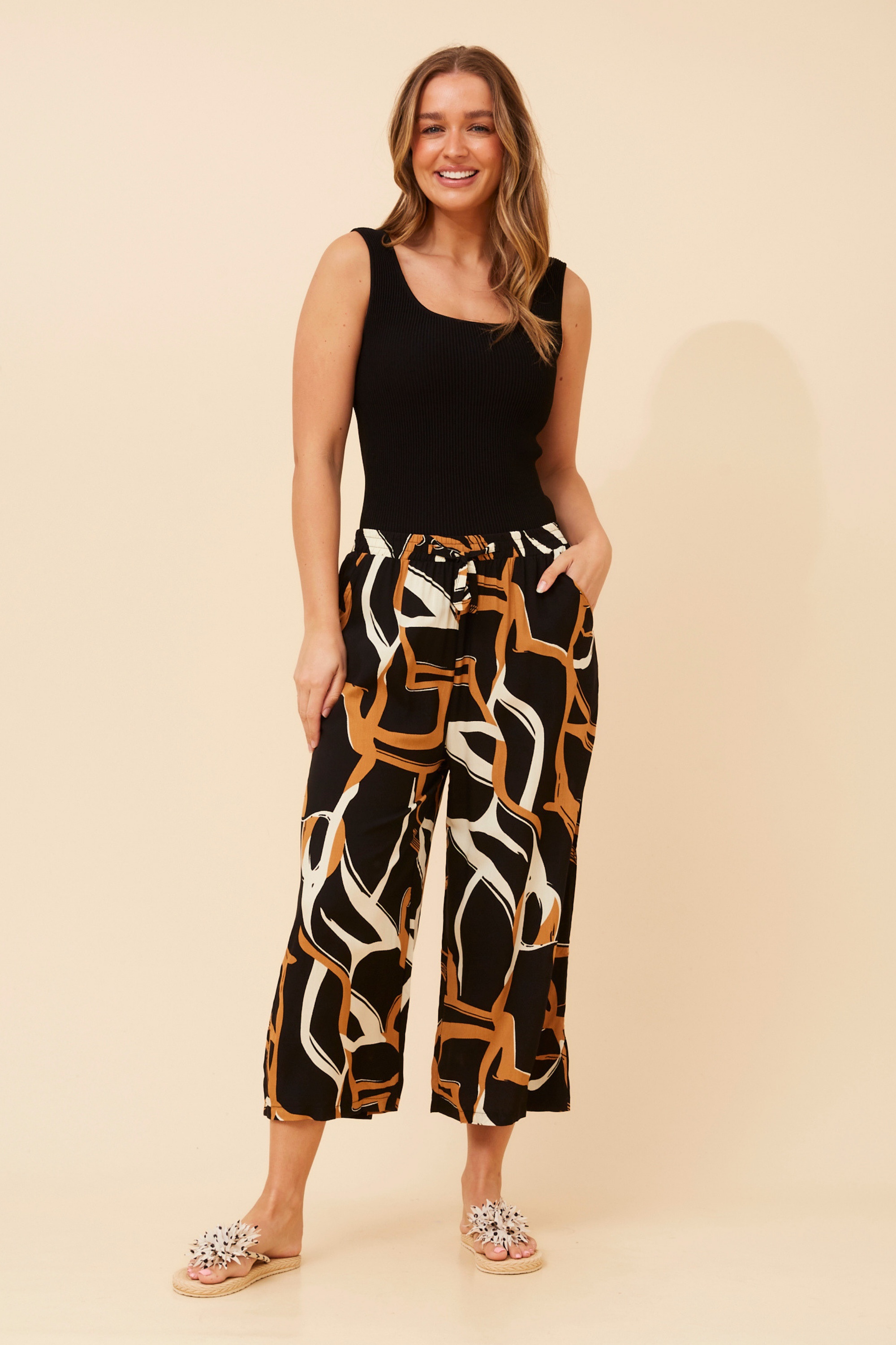 SUZE ABSTRACT PRINT CULOTTE PANTS