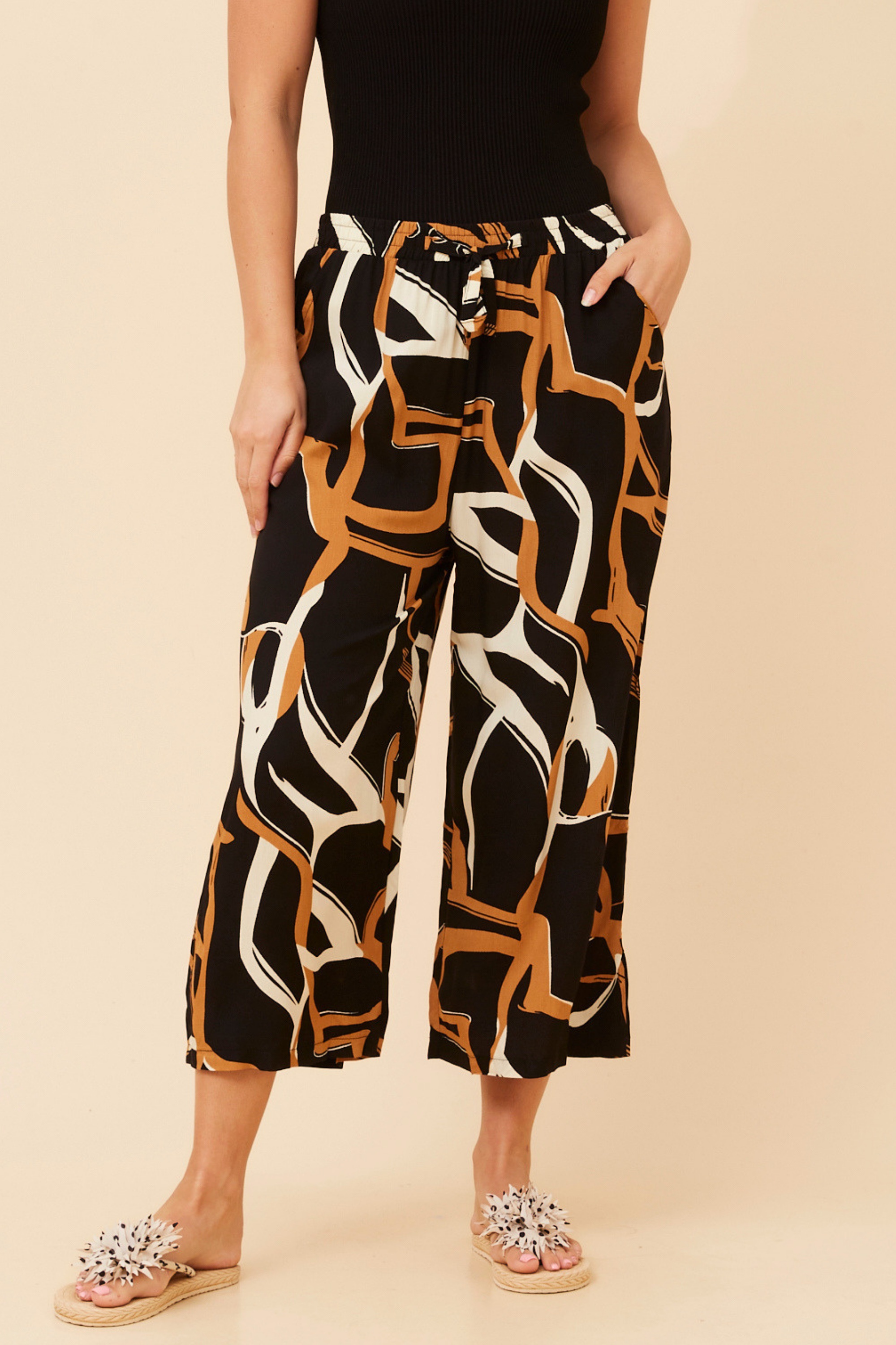 SUZE ABSTRACT PRINT CULOTTE PANTS