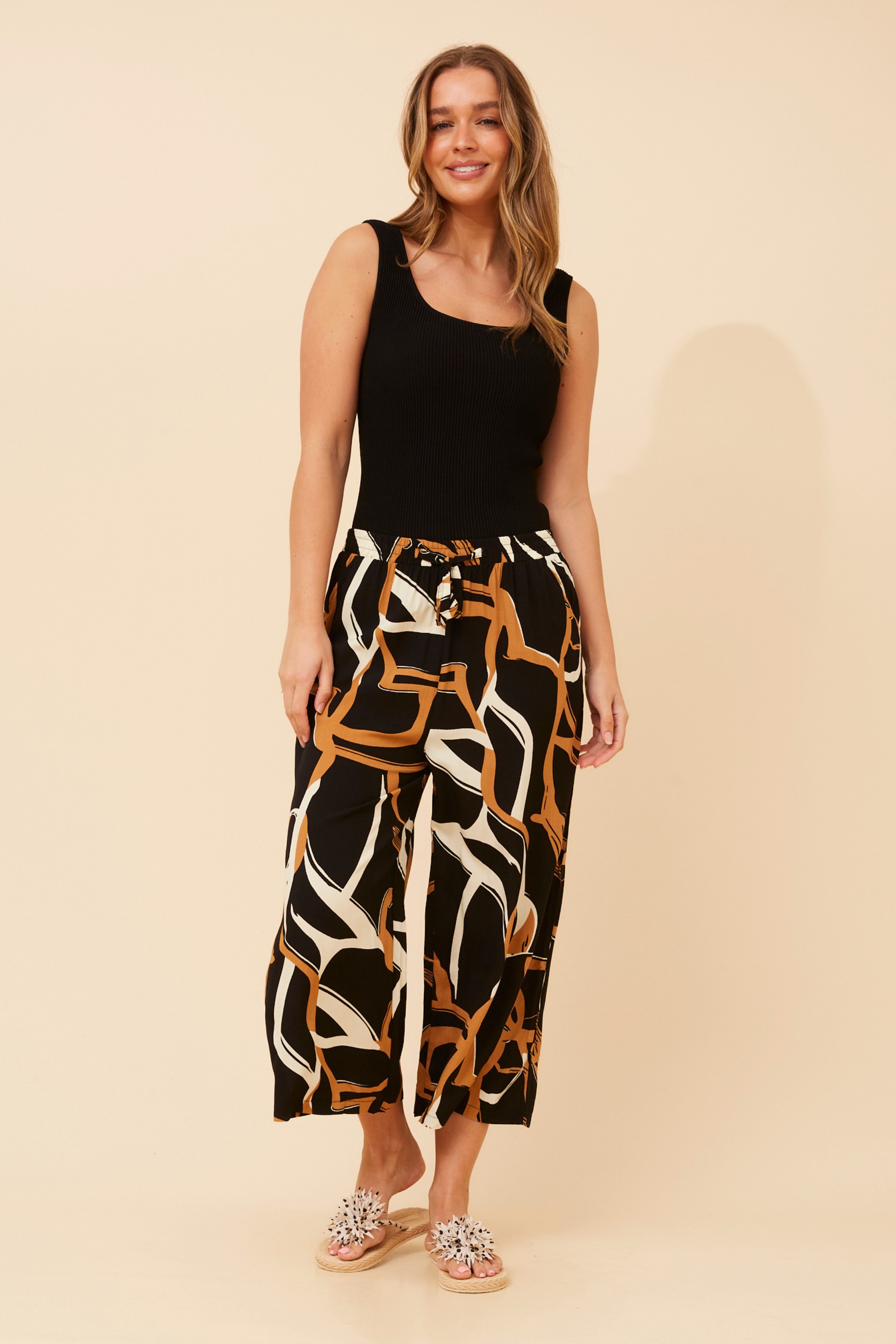 SUZE ABSTRACT PRINT CULOTTE PANTS