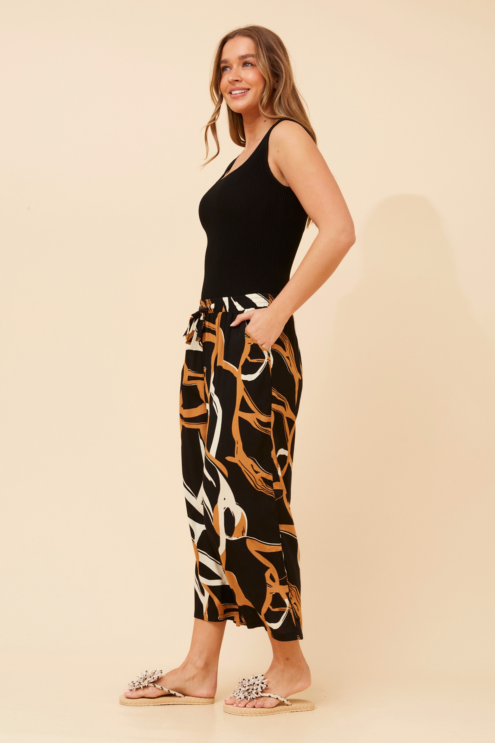 SUZE ABSTRACT PRINT CULOTTE PANTS
