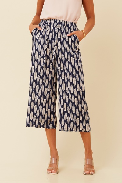 SUZE LEAF PRINT CULOTTE PANTS