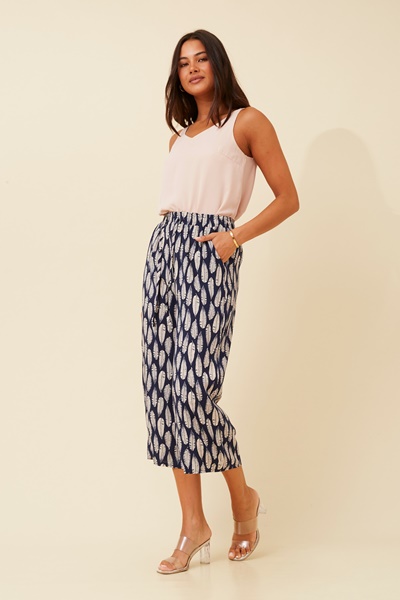 SUZE LEAF PRINT CULOTTE PANTS