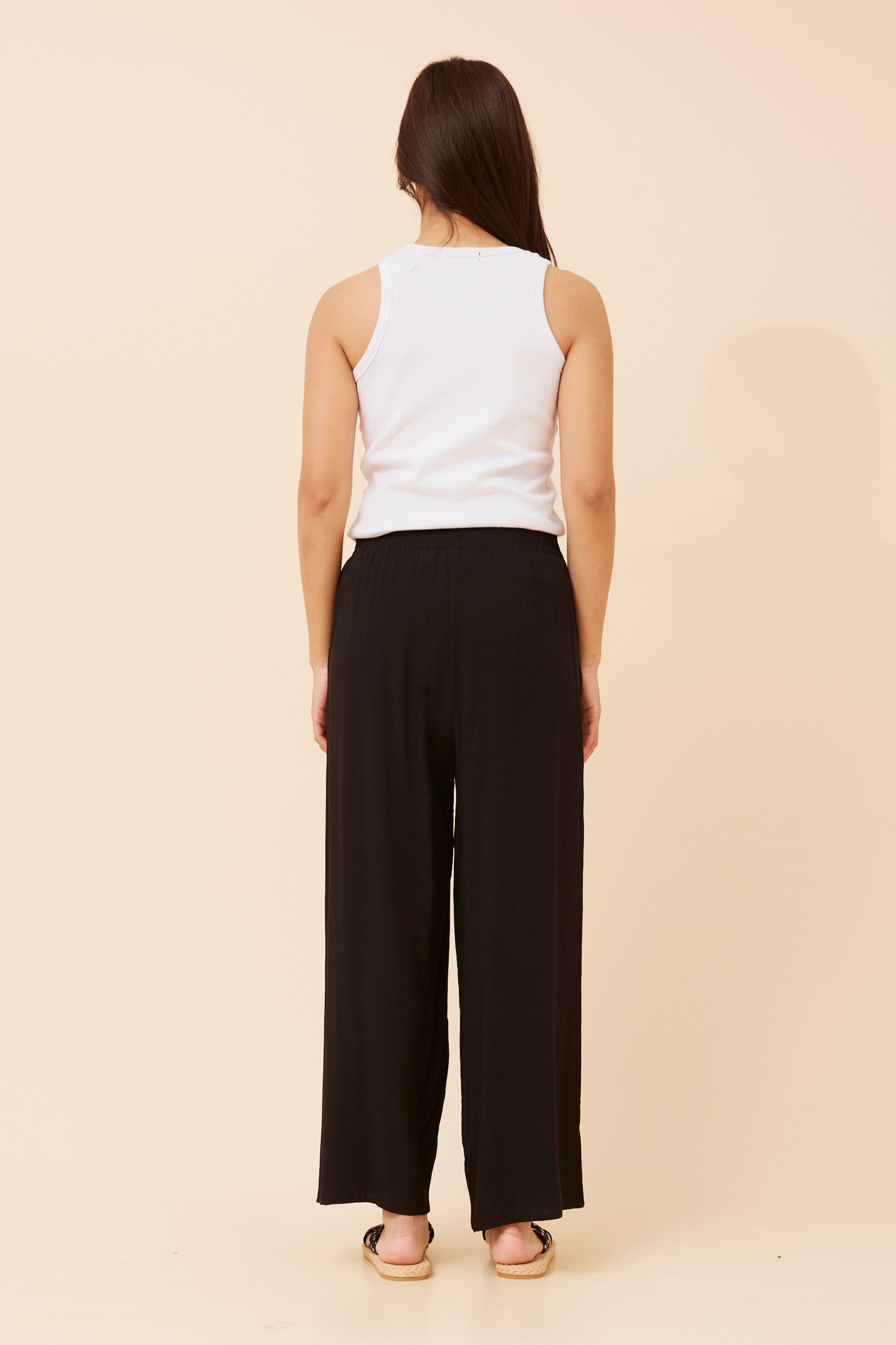 SUZZEL SOLID WIDE LEG PANTS