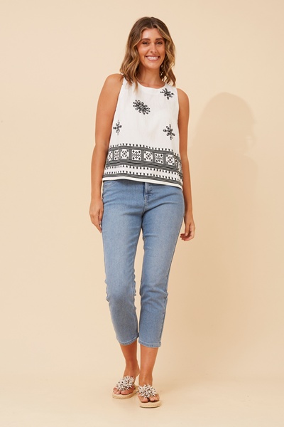 SWANSON BORDER PRINT CROP TOP
