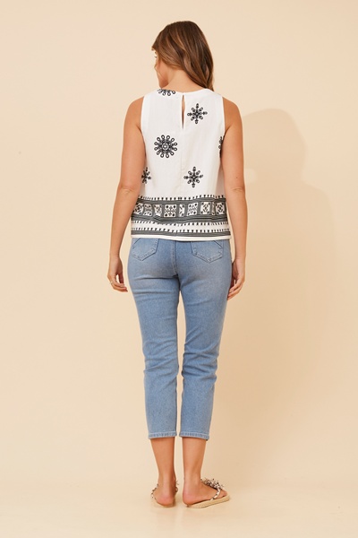 SWANSON BORDER PRINT CROP TOP