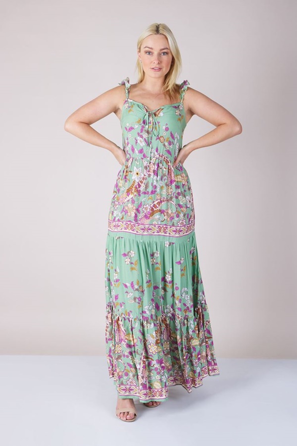 SWEETHEART FLORAL TIERED MAXI DRESS