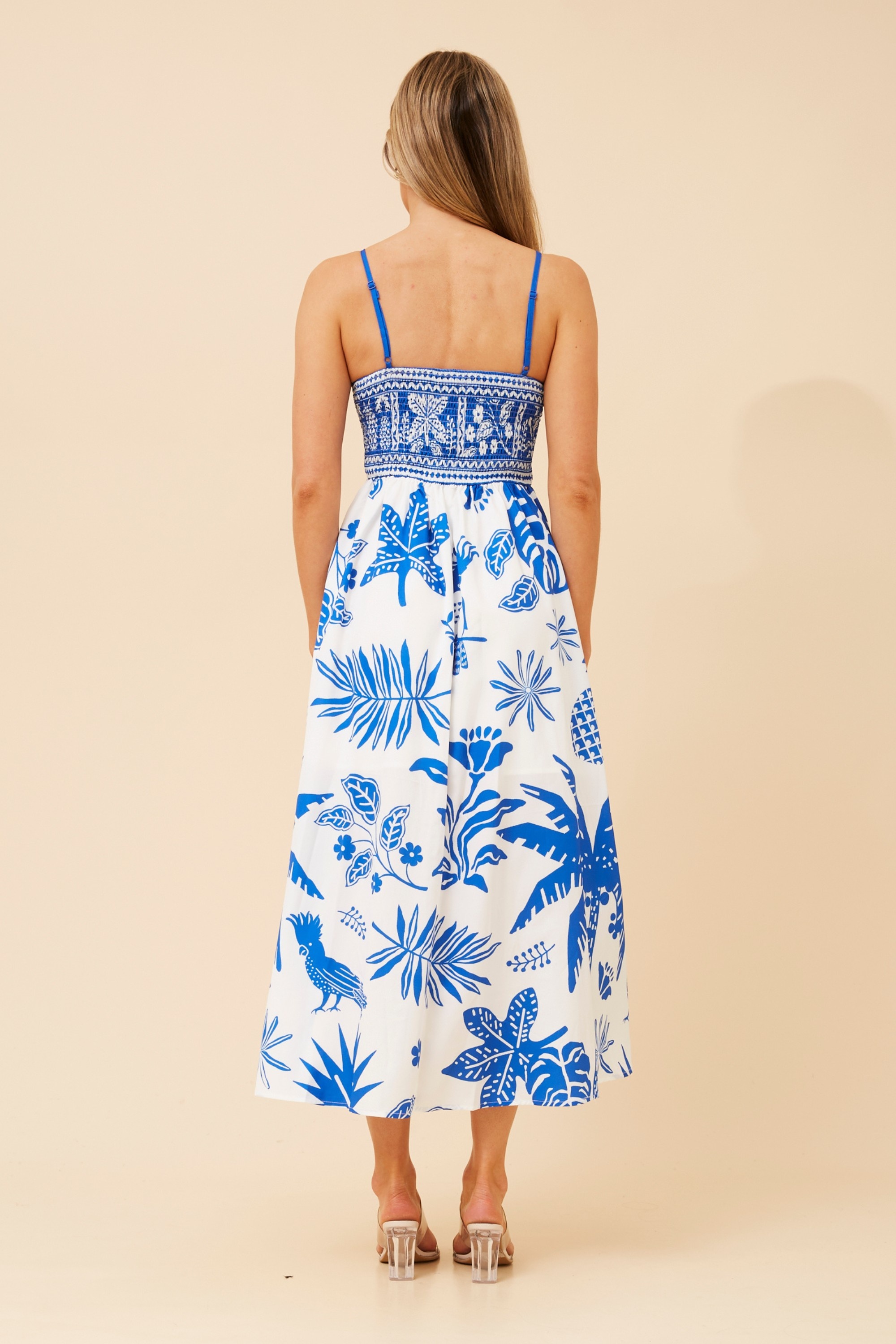 TAHA TROPICAL PRINT MIDI DRESS