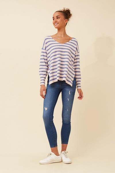 TALON STRIPE KNIT PULLOVER