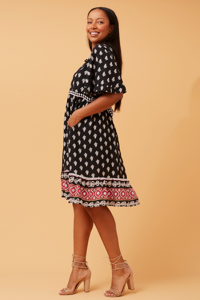 Black boho outlet mini dress