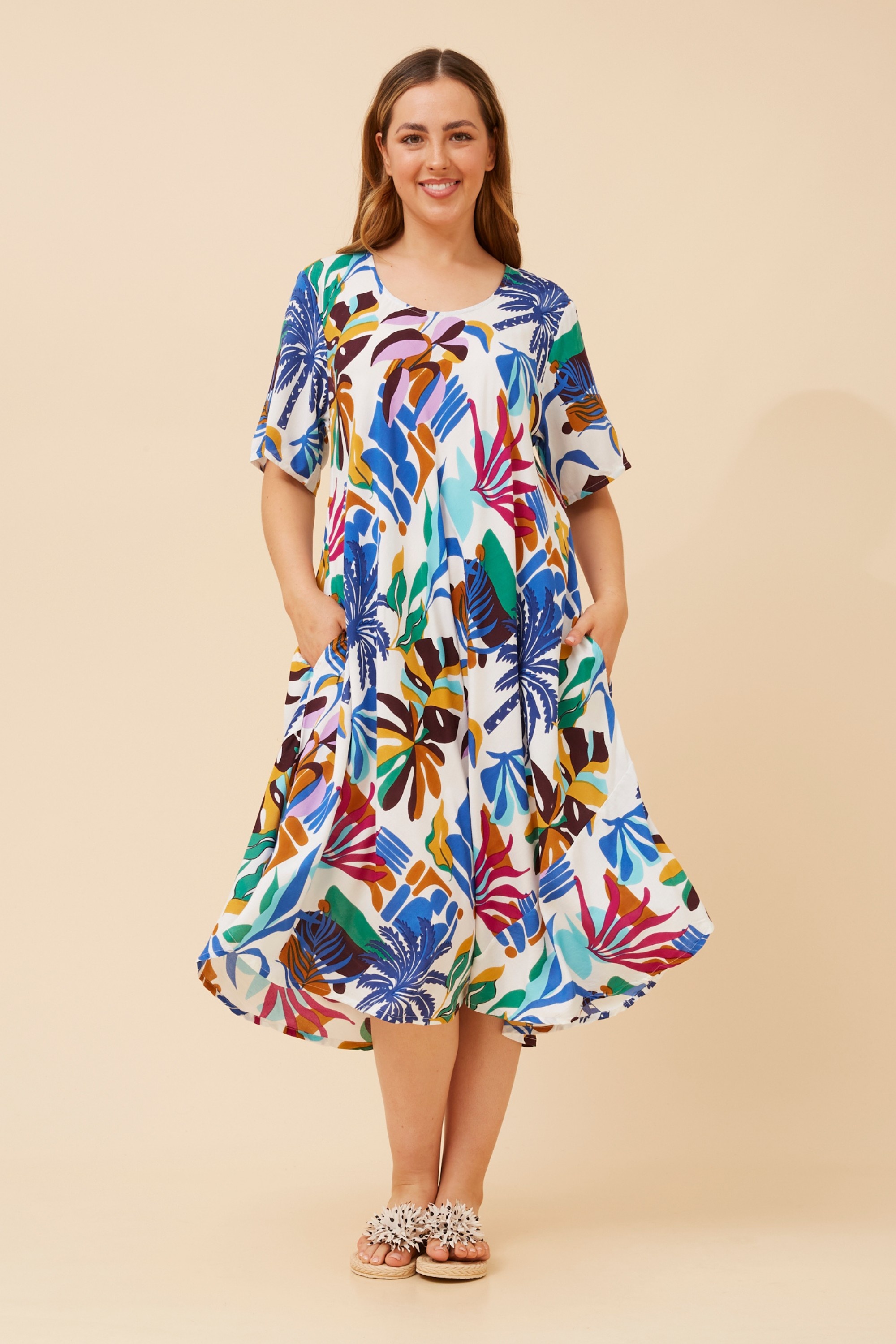 TANIKA LEAF PRINT DRESS