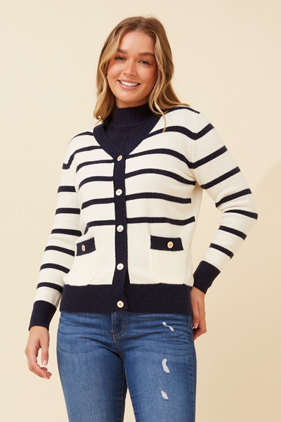TANINA STRIPE KNIT CARDIGAN