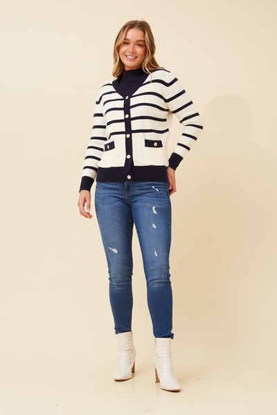 TANINA STRIPE KNIT CARDIGAN