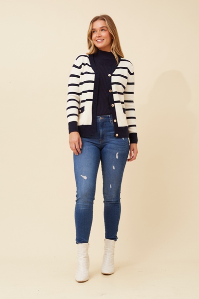 TANINA STRIPE KNIT CARDIGAN
