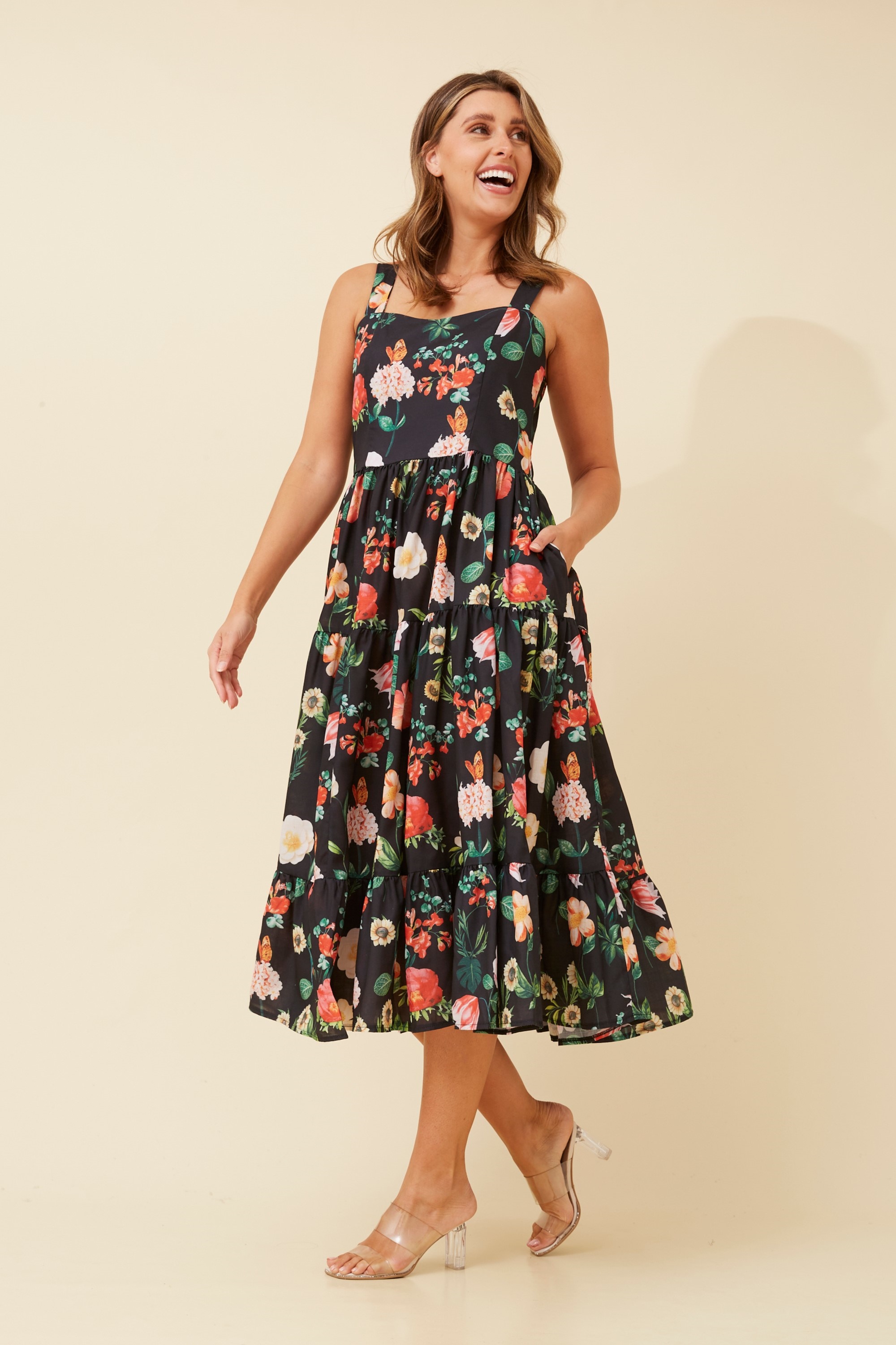 TANITH FLORAL MIDI DRES