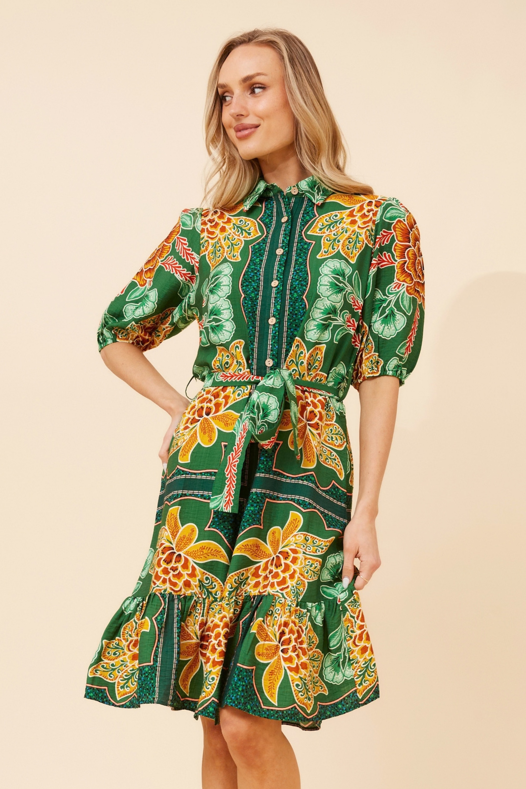 TANZINA FLORAL SHIRT DRESS
